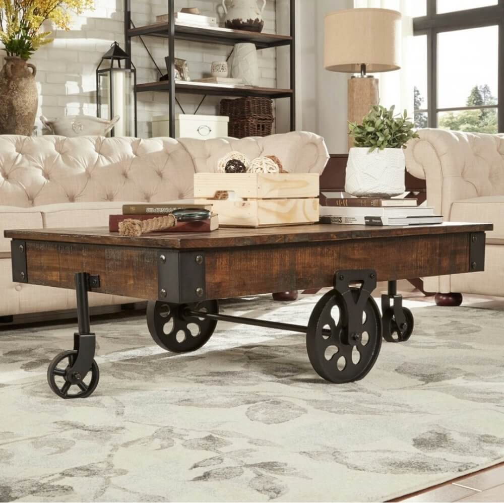 Vintage Industrial Modern Rustic Coffee Table 